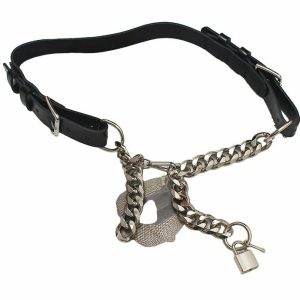 Y2K Grunge Punk PU Leather Metal Chain Belt - Retro 90s Fashion, Gothic Y2K, Club Out