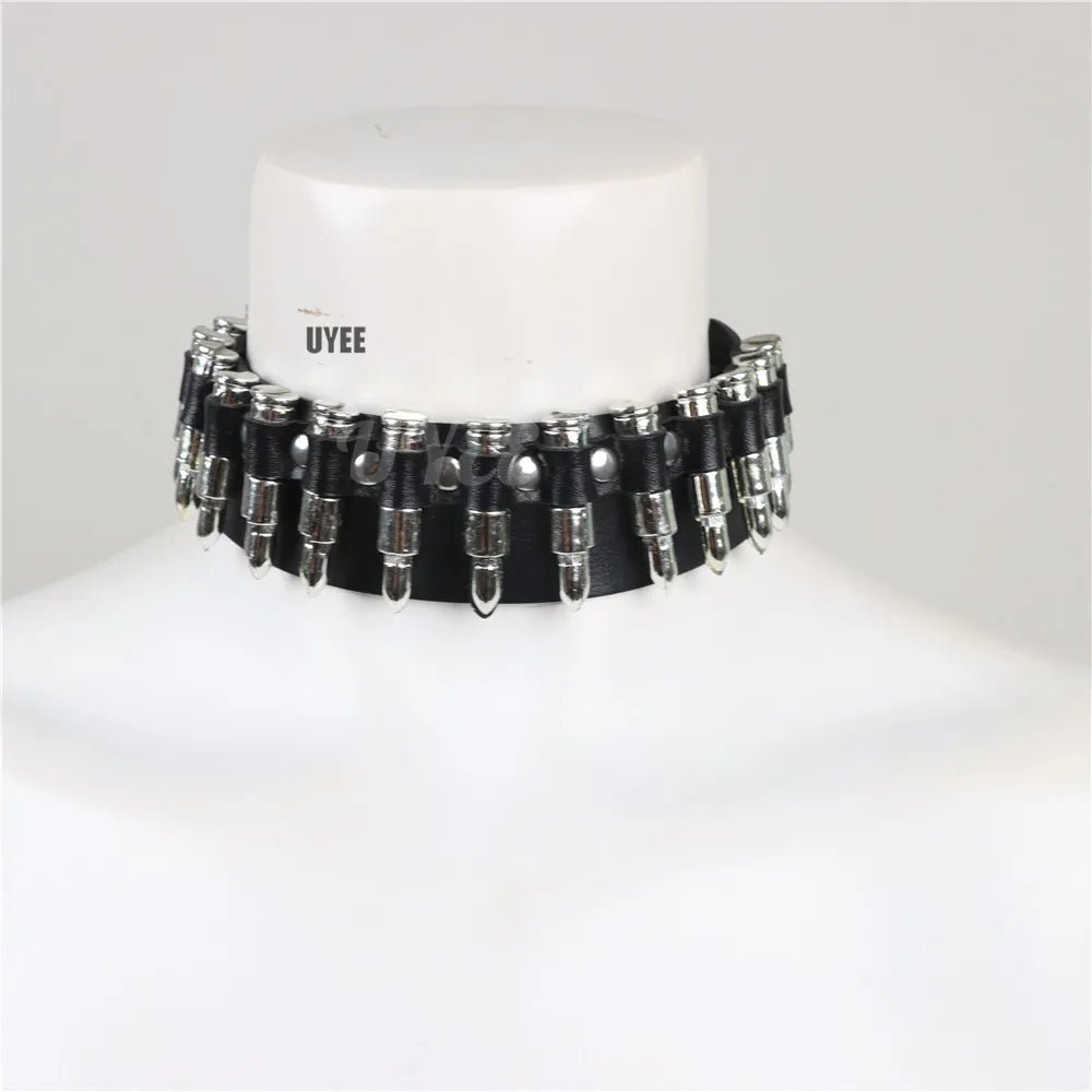 Y2K Grunge Punk Rivet Leather Choker - Retro 90s Fashion, Gothic Y2K, Pastel