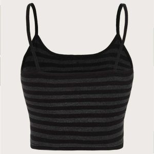 Y2K Grunge Punk Striped Button Cami Crop Top - Retro 90s Summer Outfit for Women