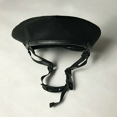 Y2K Grunge Punk Style Black Beret with Adjustable Buckle - Retro 90s Fashion Accessory