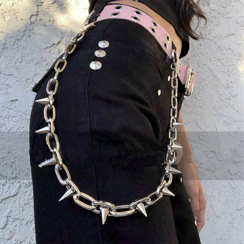 Y2K Grunge Punk Style Metal Chain for Pants - Retro 90s Fashion, Gothic Y2K Accessory