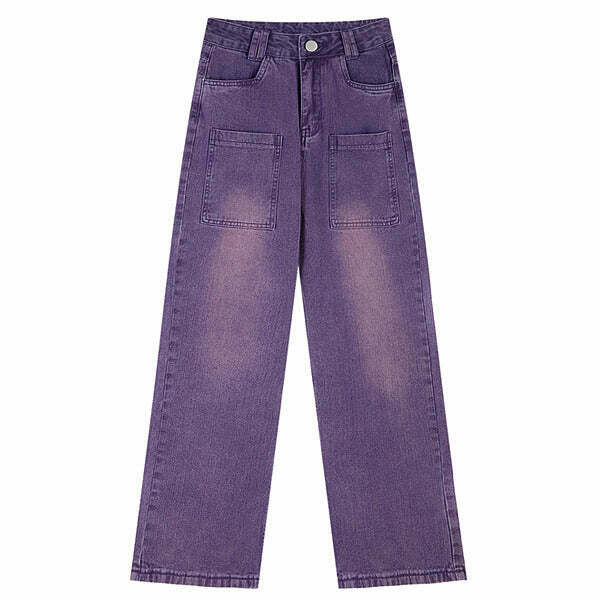 Y2K Grunge Purple Baggy Jeans - Retro 90s Fashion, Summer Outfits, and Clubwear