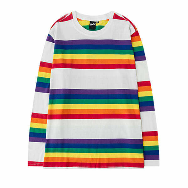 Y2K Grunge Rainbow Connect Long Sleeve Tee - Retro 90s Fashion, Summer Outfits, and More