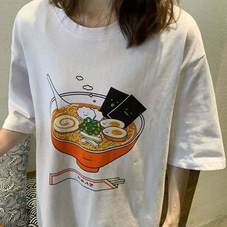 Y2K Grunge Ramen Noodles Tee - Retro 90s Fashion, Summer Y2K Outfits, Baby