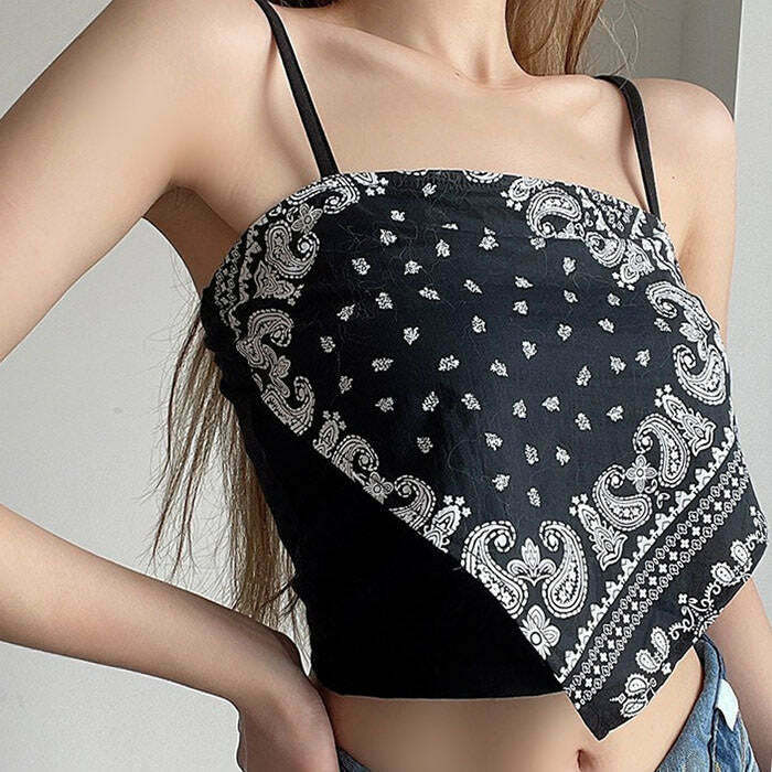 Y2K Grunge Rebel Bandana Tank Top - 90s Fashion, Summer Outfits, Retro Style