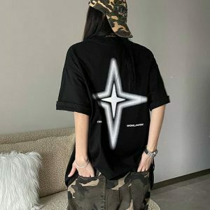 Y2K Grunge Red Kpop Vintage Star T-Shirt - 90s Retro Summer Outfit, Baby Tees, Y