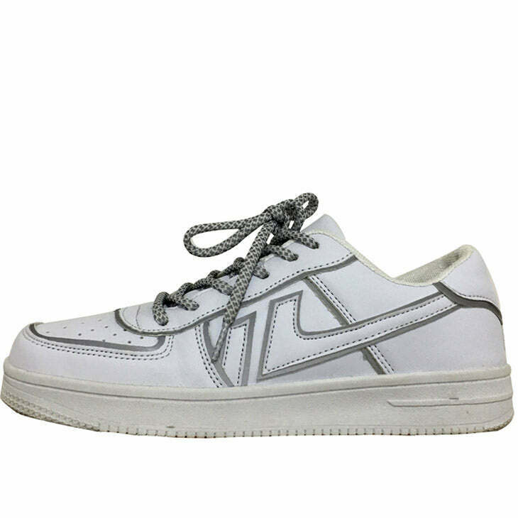 Y2K Grunge Reflective Sneakers - 90s Fashion, Retro Style, E-Girl Aesthetic, Y2