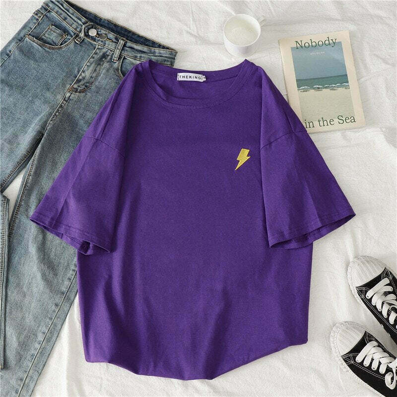 Y2K Grunge Retro 90s Fashion Korean Casual T-shirt with Print - Perfect for Summer Outfits