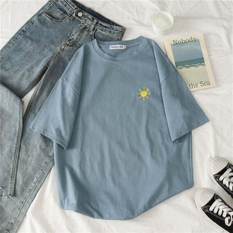 Y2K Grunge Retro 90s Fashion Korean Casual T-shirt with Print - Perfect for Summer Outfits