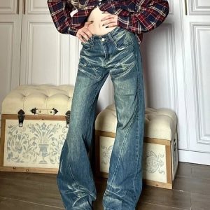 Y2K Grunge Retro Baggy Denim Pants - 90s Fashion, Summer Outfits, and Hip Hop Style