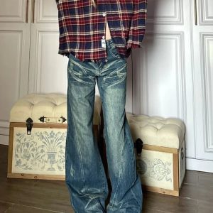 Y2K Grunge Retro Baggy Denim Pants - 90s Fashion, Summer Outfits, and Hip Hop Style