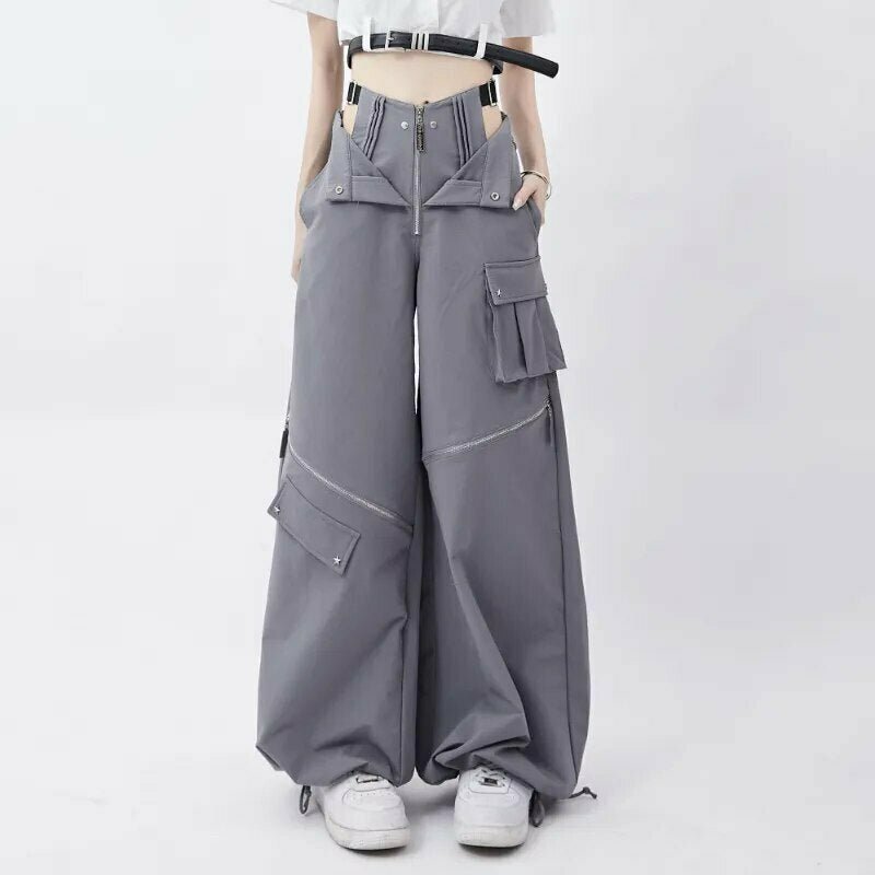 Y2K Grunge Retro Multi-Pocket Cargo Pants - 90s Fashion, Y2K Summer Outfits, Gothic