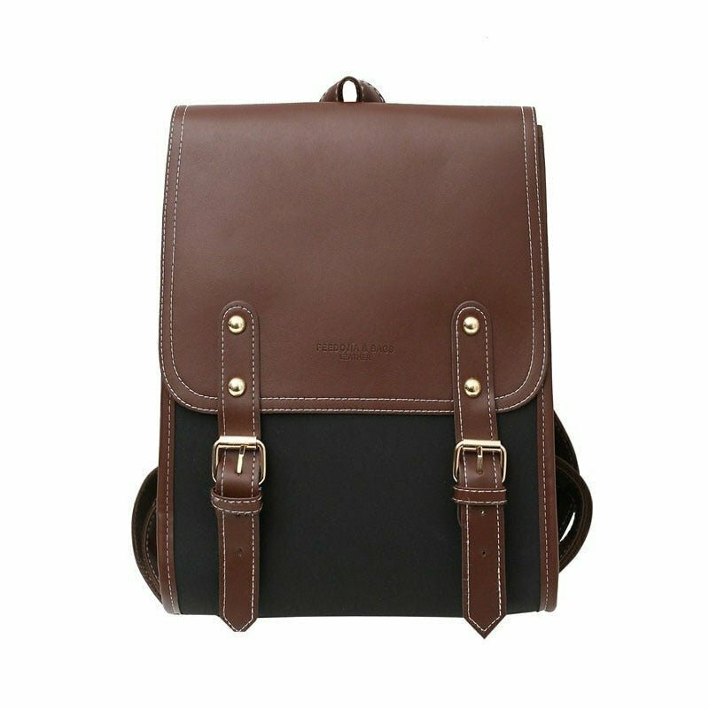 Y2K Grunge Retro PU Leather Backpack - 90s Fashion, Y2K Summer Outfits, Gothic Y2