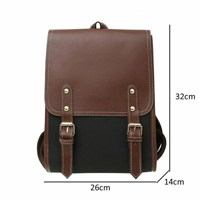 Y2K Grunge Retro PU Leather Backpack - 90s Fashion, Y2K Summer Outfits, Gothic Y2