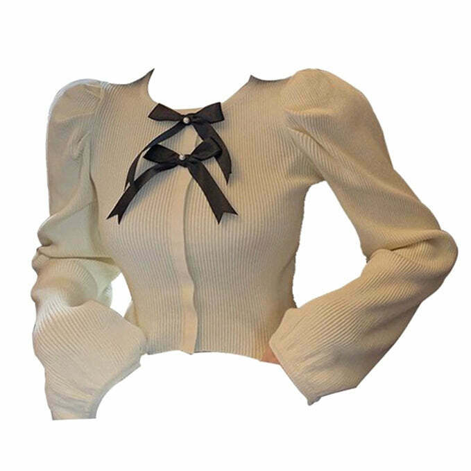 Y2K Grunge Ribbed Top with Bows - Perfect for 90s Fashion, Summer Outfits, and Retro