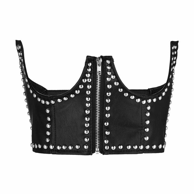 Y2K Grunge Riveted Punk Corset - 90s Fashion, Retro Style, Gothic Y2K, Summer