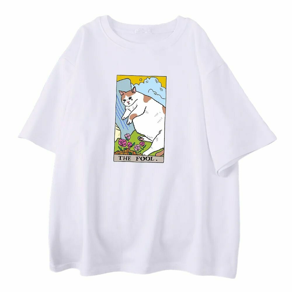 Y2K Grunge Sad Cat Meme Vintage T-Shirt - 90s Retro Summer Outfit for Women