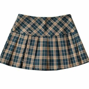 Y2K Grunge Side Split Pleated Skirt - Retro 90s Summer Outfit, Gothic Y2K Fashion