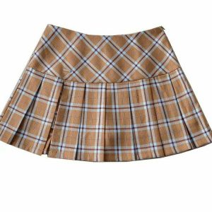 Y2K Grunge Side Split Pleated Skirt - Retro 90s Summer Outfit, Gothic Y2K Fashion