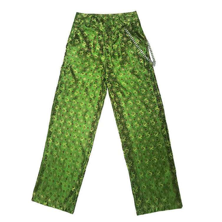 Y2K Grunge Silk Road Chain Pants - Retro 90s Fashion, Summer Y2K Outfits, Gothic Style