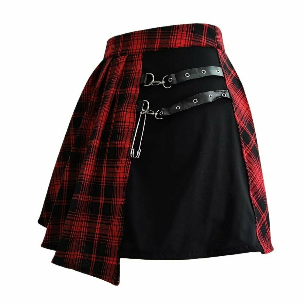 Y2K Grunge & Skate Girl Irregular Mini Skirt - 90s Fashion, Retro Style, Summer Y2