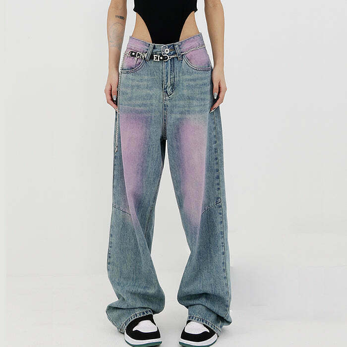 Y2K Grunge Skater Girl Baggy Jeans - 90s Retro Summer Outfit, Y2K Fashion Essentials