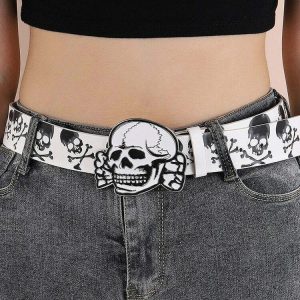 Y2K Grunge Skull Belt - Retro 90s Fashion, Gothic Y2K, Y2K Party & Club