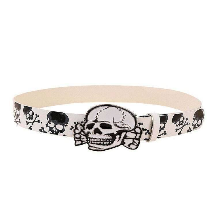 Y2K Grunge Skull Belt - Retro 90s Fashion, Gothic Y2K, Y2K Party & Club