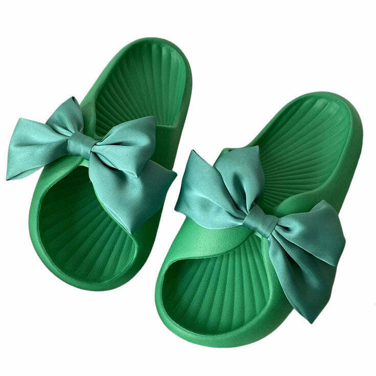 Y2K Grunge Soft Girl Bow Foam Street Slippers - Retro 90s Summer Fashion, Pastel Goth