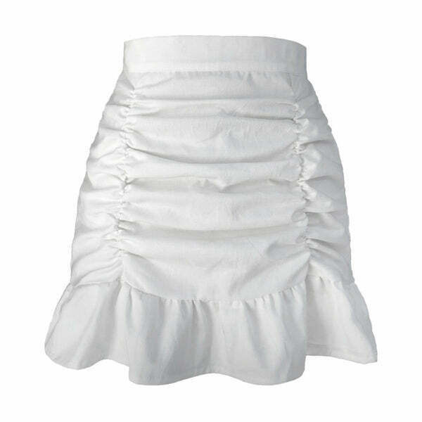 Y2K Grunge Soft Girl Ruffle Mini Skirt - 90s Retro Summer Outfit, Pastel Goth Style