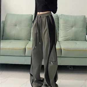 Y2K Grunge Sporty Drawstring Cargo Pants - 90s Retro Summer Outfit, Y2K Club & Party