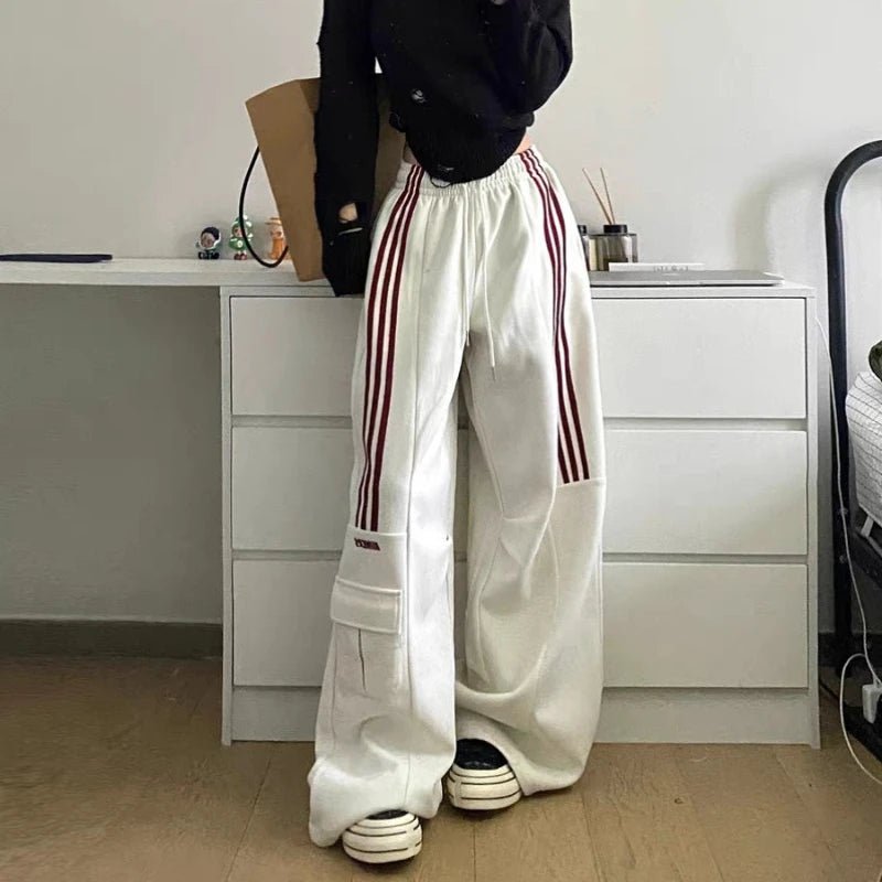 Y2K Grunge Striped Cargo Pants - Retro 90s Summer Outfit, Y2K Fashion Essentials