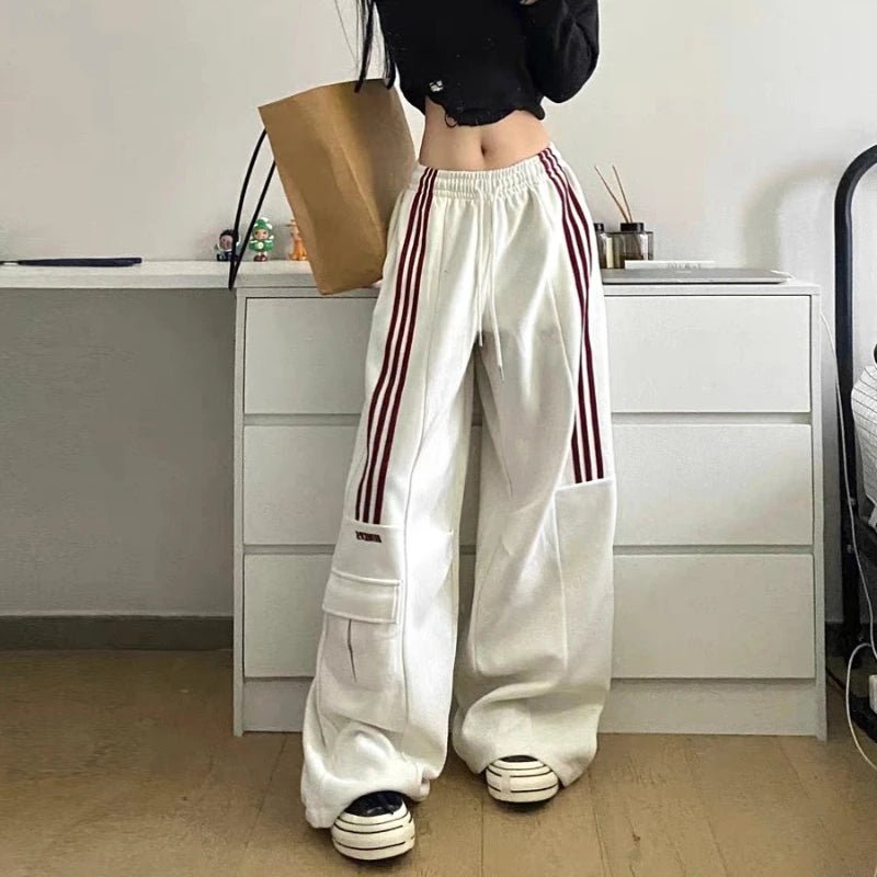 Y2K Grunge Striped Cargo Pants - Retro 90s Summer Outfit, Y2K Fashion Essentials