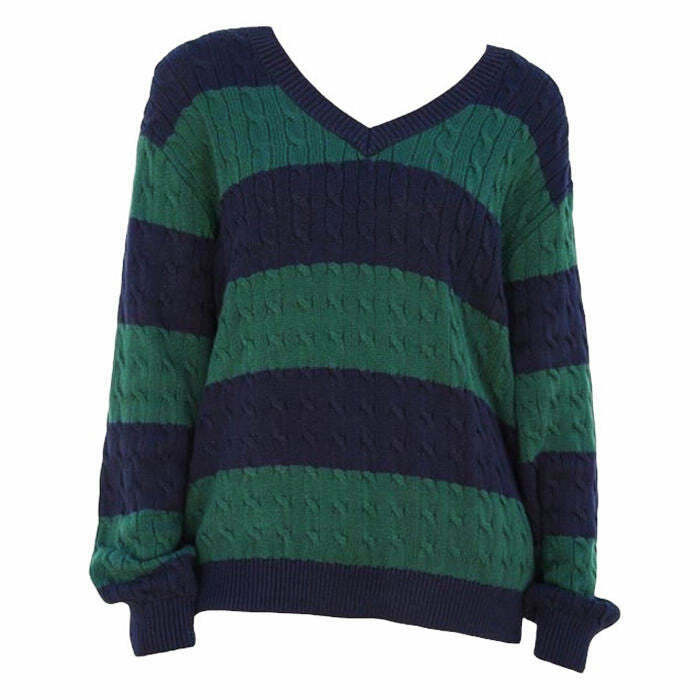 Y2K Grunge Striped Jumper - Retro 90s Fashion, Summer Outfits, and Pastel Goth Style