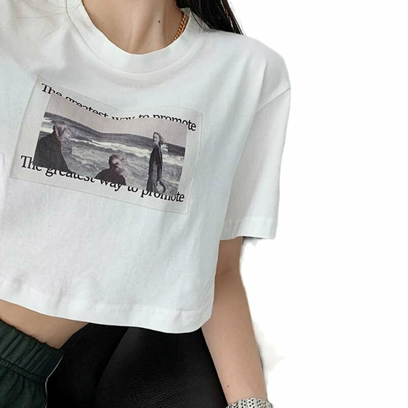 Y2K Grunge Style Cotton Crop Top - Perfect for 90s Summer Outfits and Retro Y2K Fashion