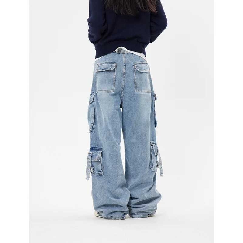 Y2K Grunge Style Vintage High Waist Jeans - Retro Full-Length Baggy Denim Pants