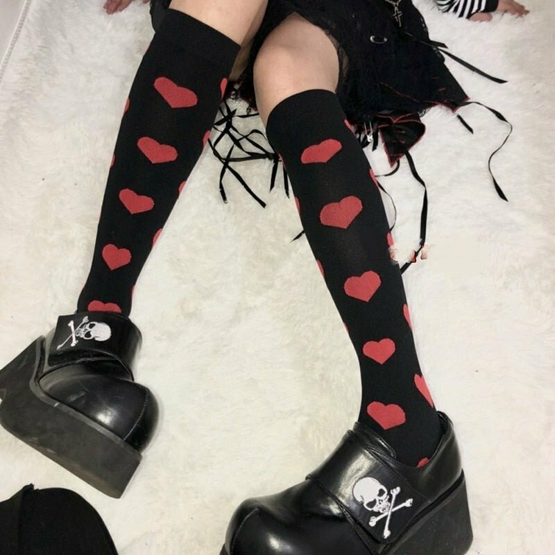 Y2K Grunge Summer Outfits: Kawaii Goth Cosplay Knee Socks, Retro 90s Fashion Essentials