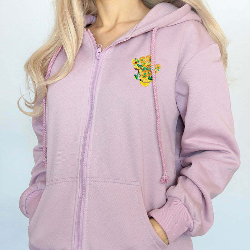 Y2K Grunge Sunflowers Hoodie - Retro 90s Fashion, Summer Y2K Outfits, Pastel Goth