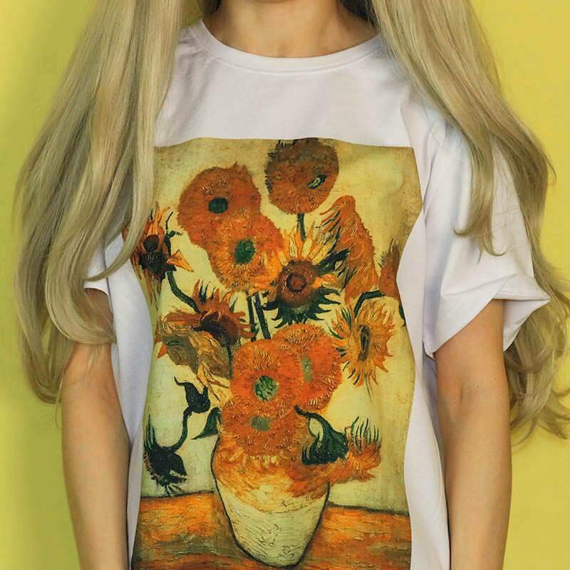 Y2K Grunge Sunflowers Tee - Retro 90s Fashion, Summer Y2K Outfits, Pastel Goth