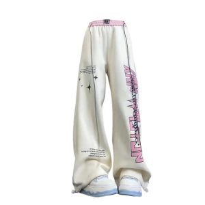 Y2K Grunge Urban Graffiti Lounge Pants - 90s Retro Summer Outfit, Y2K Fashion Essentials