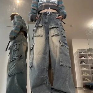 Y2K Grunge Urban Safari Cargo Pants - Retro 90s Fashion, Summer Y2K Outfits, Pastel