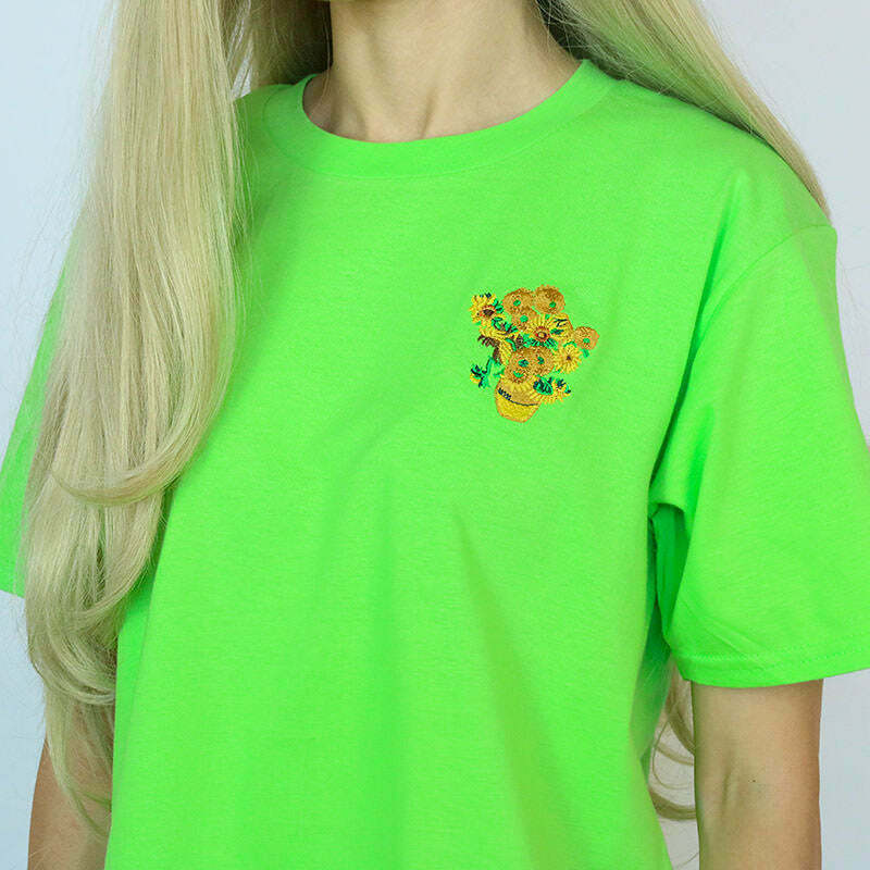 Y2K Grunge Van Gogh Sunflowers Tee - Retro 90s Summer Outfit, Pastel Goth Style