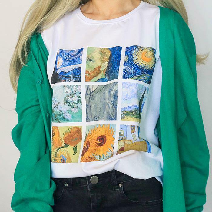 Y2K Grunge Van Gogh Tee - Retro 90s Fashion, Summer Outfits, and Pastel Goth Style