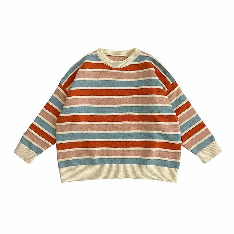 Y2K Grunge Vintage Aesthetic Winter Loose Striped Sweater - 90s Fashion Retro Style