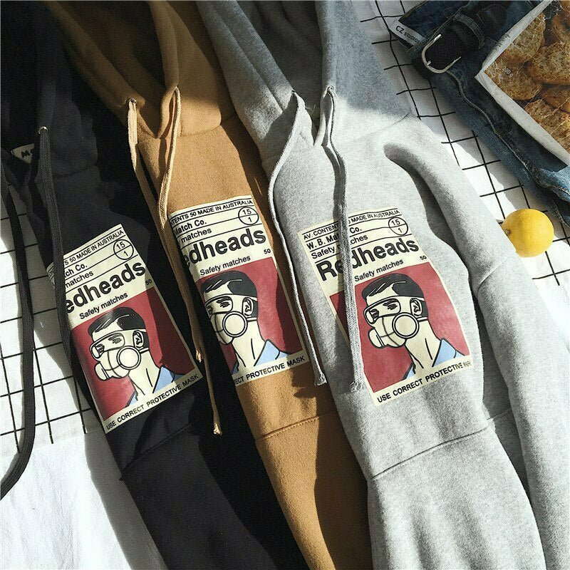 Y2K Grunge Vintage Long Sleeve Print Hoodie - 90s Fashion, Retro Style, Y2K Outfits