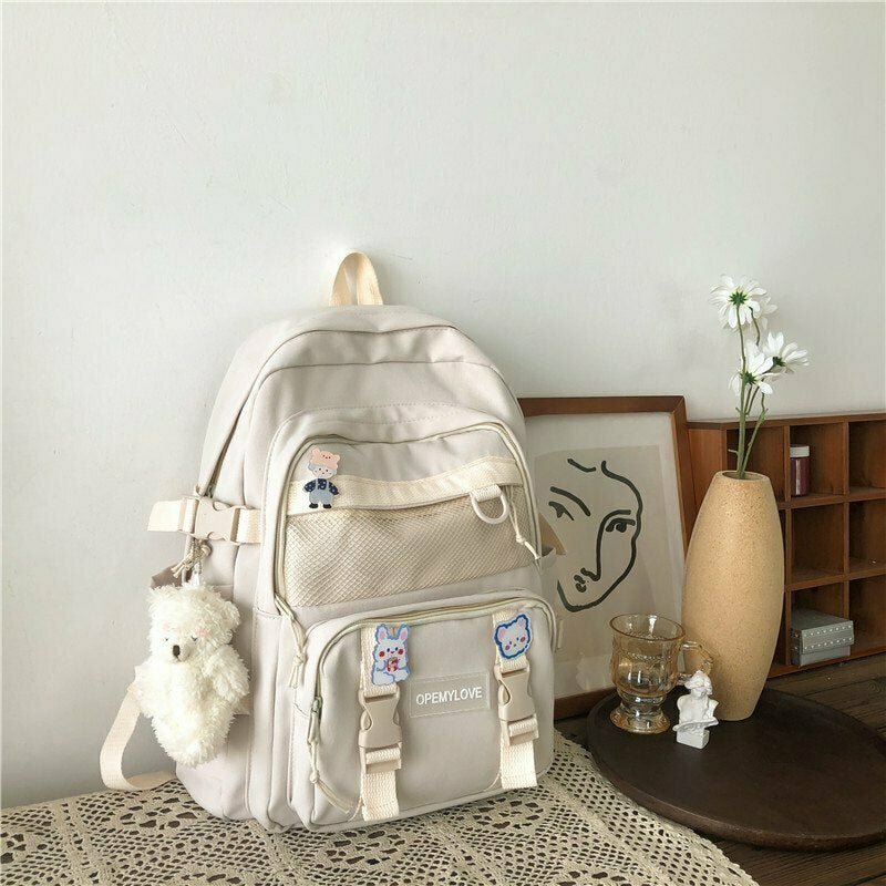 Y2K Grunge Waterproof College Backpack - 90s Retro Style for Summer & Party Outfits