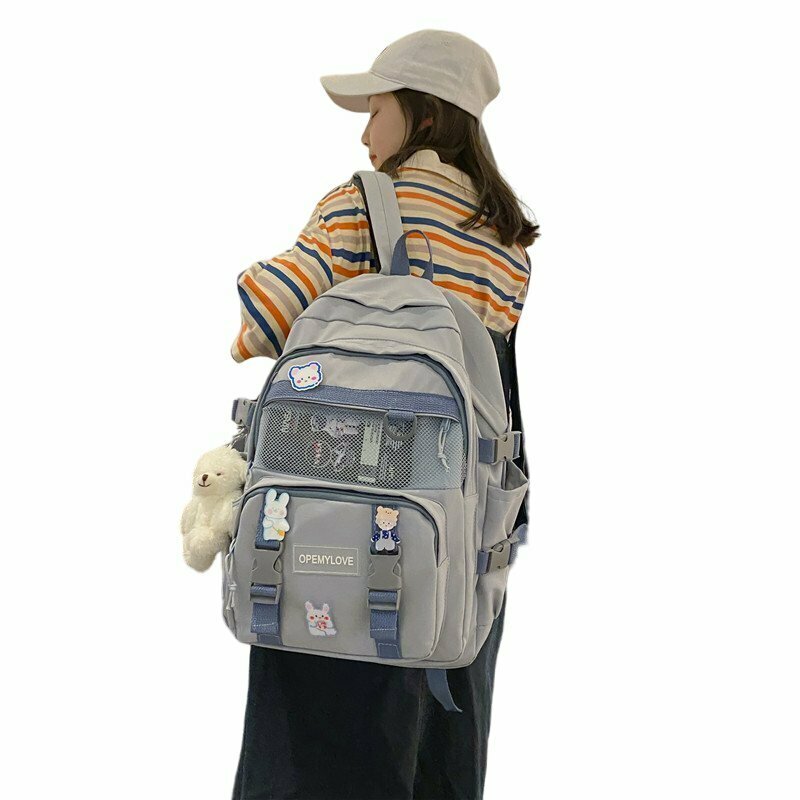 Y2K Grunge Waterproof College Backpack - 90s Retro Style for Summer & Party Outfits