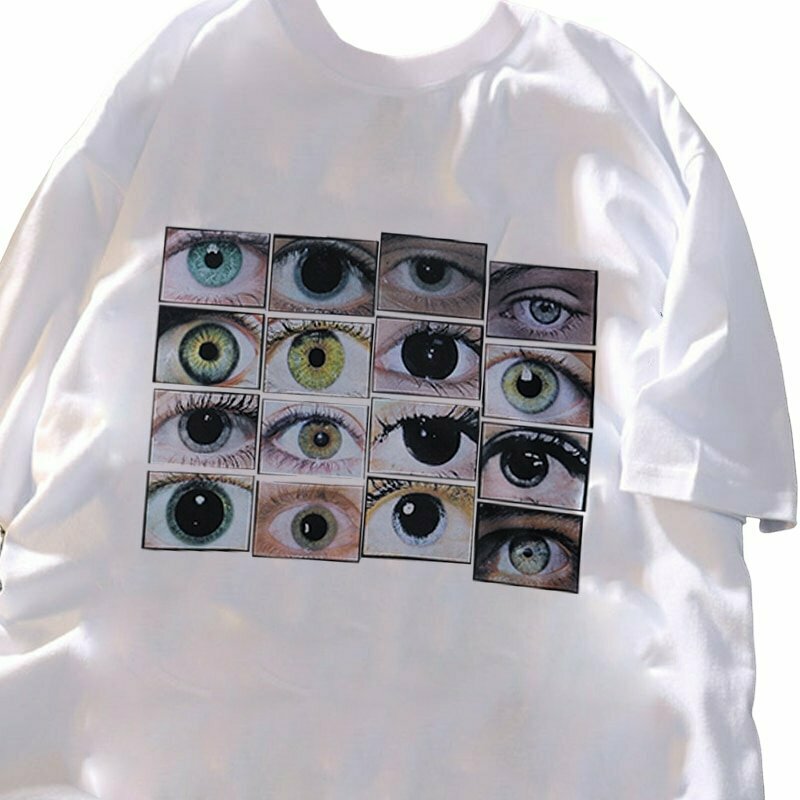 Y2K Grunge Weirdcore Aesthetic Eyes Print T-Shirt - 90s Retro Summer Outfit