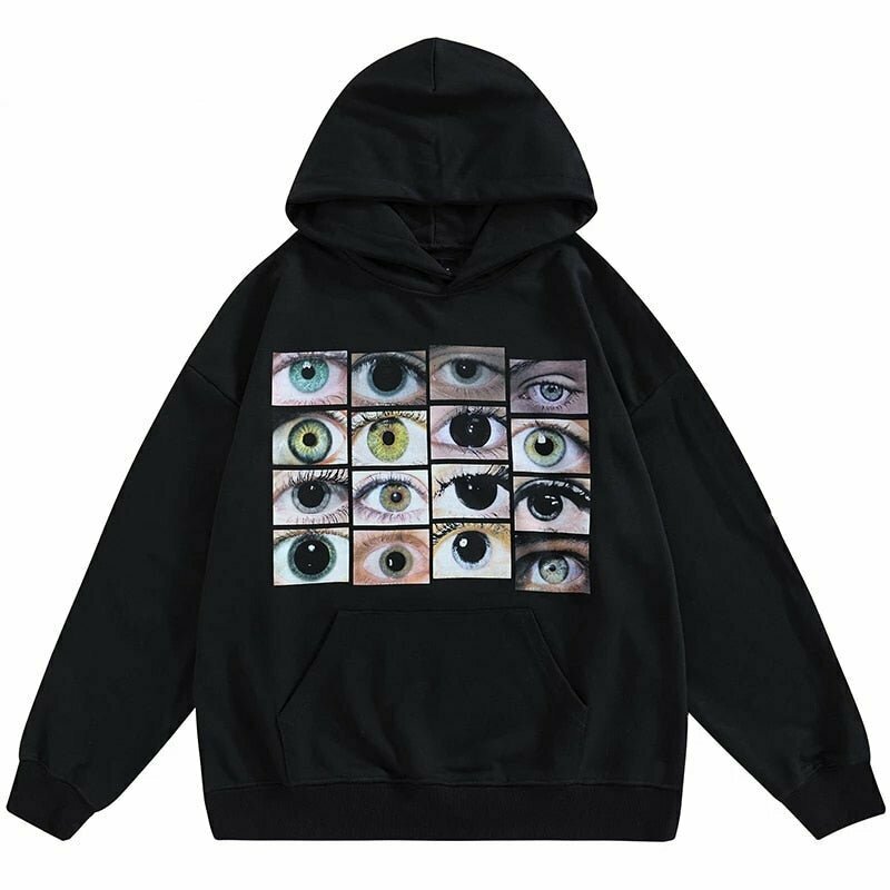 Y2K Grunge Weirdcore Eyes Print Sweatshirt - Retro 90s Fashion, Summer Y2K Outfits