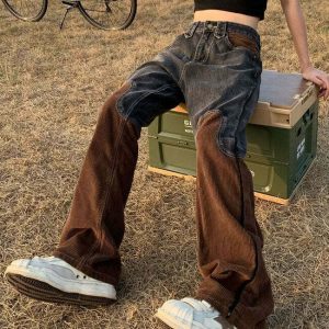 Y2K Grunge Wide Leg Jeans - Retro 90s Fashion, Summer Outfits, and Hip Hop Style